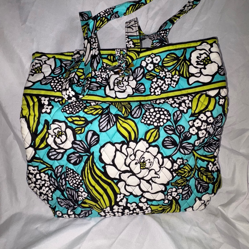 Vera Bradley Floral Tote Bag Blue and Green